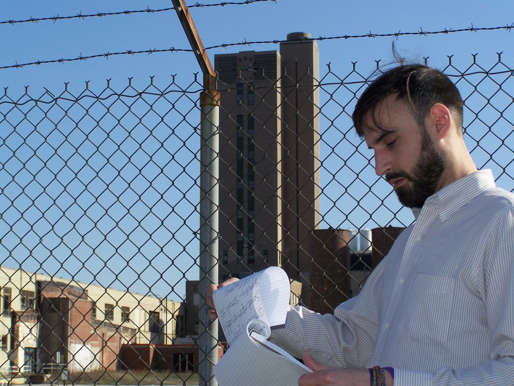 Nikki Allen Poe looks at notes about the DVIC fusion center during an informal walk around the facility