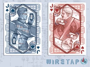 Edward Snowden, Jack of Spades, with Jack of Hearts Julian Assange. Photo by Dave Boyd