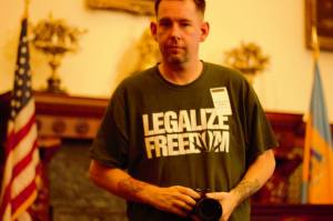 Mike Whiter at the signing of the Philly ordinance decriminalizing possession of small amounts of marijuana.
