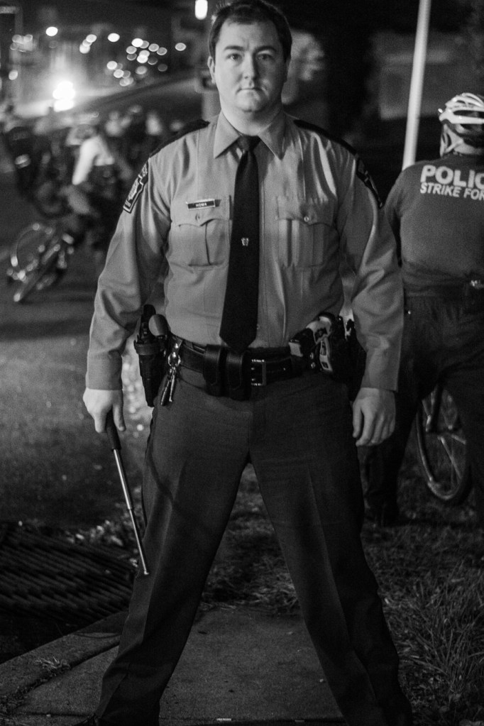 A PA State Police trooper blocks egress to I-95 last night. Photo: Joshua Albert