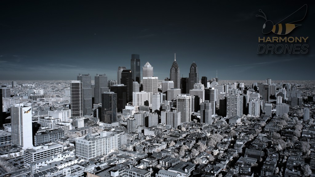 "PHILADELPHIA IN INFRARED," via Harmony Drones