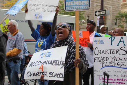 Protesters in October demanded greater oversight of charter schools, citing fraud, more. Photo: Joshua Albert