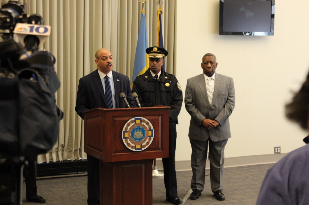 District Attorney Seth Williams this morning announcing the arrest of ICE agent Justin Ford