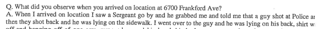 From pg. 22 out of 50 of Investigation Interview Records released by the City on June 9th, 2015.